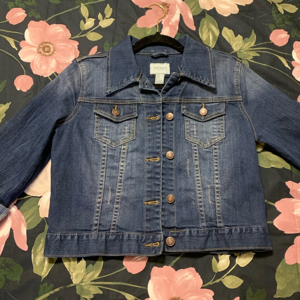 F21 cropped jean jacket